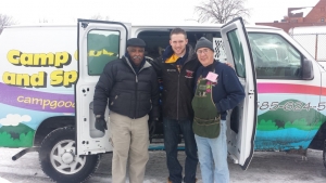 PAVE Coordinator James McCauley (left) with Phil Martello, of Camp Good Days, and a member of R Community Bikes (right)